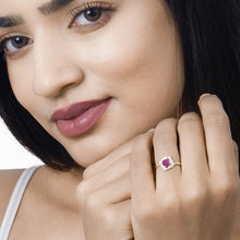 Load image into Gallery viewer, 0.63 Carat Genuine Ruby and White Diamond 14K Yellow Gold Ring