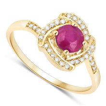 Load image into Gallery viewer, 0.63 Carat Genuine Ruby and White Diamond 14K Yellow Gold Ring