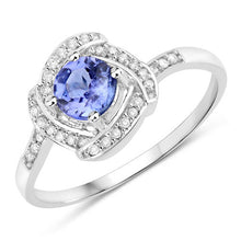 Load image into Gallery viewer, 0.55 Carat Genuine Tanzanite and White Diamond 14K White Gold Ring