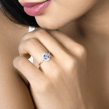 Load image into Gallery viewer, 0.55 Carat Genuine Tanzanite and White Diamond 14K White Gold Ring