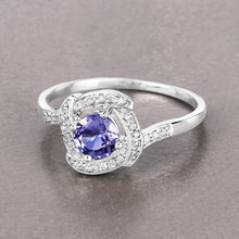 Load image into Gallery viewer, 0.55 Carat Genuine Tanzanite and White Diamond 14K White Gold Ring