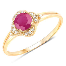 Load image into Gallery viewer, 0.59 Carat Genuine Ruby and White Diamond 14K Yellow Gold Ring