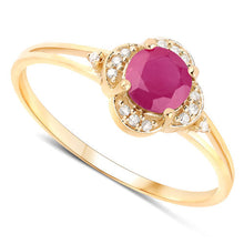 Load image into Gallery viewer, 0.59 Carat Genuine Ruby and White Diamond 14K Yellow Gold Ring