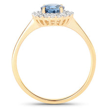 Load image into Gallery viewer, 1.03 Carat Genuine Blue Sapphire and White Diamond 14K Yellow Gold Ring
