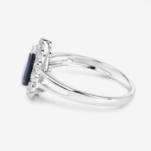 Load image into Gallery viewer, 1.46 Carat Genuine Blue Sapphire and White Diamond 10K White Gold Ring