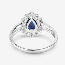 Load image into Gallery viewer, 1.46 Carat Genuine Blue Sapphire and White Diamond 10K White Gold Ring