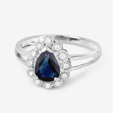 Load image into Gallery viewer, 1.46 Carat Genuine Blue Sapphire and White Diamond 10K White Gold Ring