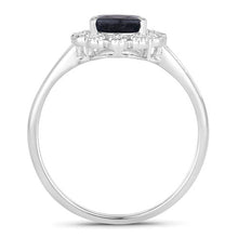 Load image into Gallery viewer, 1.46 Carat Genuine Blue Sapphire and White Diamond 10K White Gold Ring