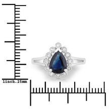 Load image into Gallery viewer, 1.46 Carat Genuine Blue Sapphire and White Diamond 10K White Gold Ring