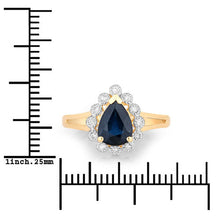 Load image into Gallery viewer, 1.46 Carat Genuine Blue Sapphire and White Diamond 10K Yellow Gold Ring