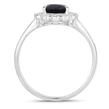 Load image into Gallery viewer, 1.46 Carat Genuine Blue Sapphire and White Diamond 14K White Gold Ring