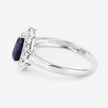 Load image into Gallery viewer, 1.46 Carat Genuine Blue Sapphire and White Diamond 14K White Gold Ring