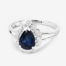 Load image into Gallery viewer, 1.46 Carat Genuine Blue Sapphire and White Diamond 14K White Gold Ring