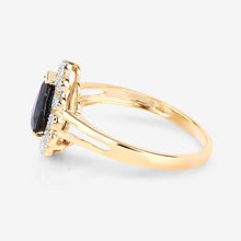 Load image into Gallery viewer, 1.46 Carat Genuine Blue Sapphire and White Diamond 10K Yellow Gold Ring