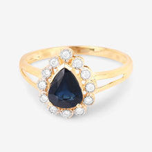 Load image into Gallery viewer, 1.46 Carat Genuine Blue Sapphire and White Diamond 10K Yellow Gold Ring