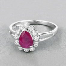 Load image into Gallery viewer, 1.31 Carat Genuine Ruby and White Diamond 10K White Gold Ring