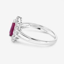 Load image into Gallery viewer, 1.31 Carat Genuine Ruby and White Diamond 10K White Gold Ring