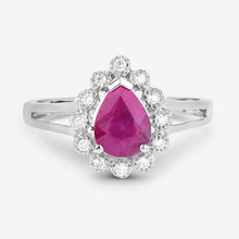 Load image into Gallery viewer, 1.31 Carat Genuine Ruby and White Diamond 10K White Gold Ring