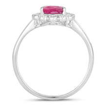 Load image into Gallery viewer, 1.31 Carat Genuine Ruby and White Diamond 10K White Gold Ring