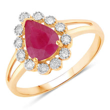 Load image into Gallery viewer, 1.31 Carat Genuine Ruby and White Diamond 10K Yellow Gold Ring