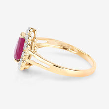 Load image into Gallery viewer, 1.31 Carat Genuine Ruby and White Diamond 10K Yellow Gold Ring