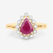 Load image into Gallery viewer, 1.31 Carat Genuine Ruby and White Diamond 10K Yellow Gold Ring