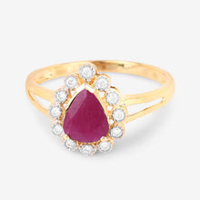 Load image into Gallery viewer, 1.31 Carat Genuine Ruby and White Diamond 10K Yellow Gold Ring