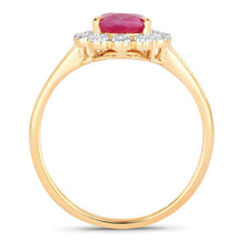 Load image into Gallery viewer, 1.31 Carat Genuine Ruby and White Diamond 10K Yellow Gold Ring