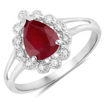 Load image into Gallery viewer, 1.31 Carat Genuine Ruby and White Diamond 14K White Gold Ring