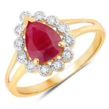 Load image into Gallery viewer, 1.31 Carat Genuine Ruby and White Diamond 14K Yellow Gold Ring