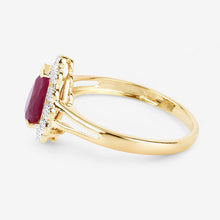 Load image into Gallery viewer, 1.31 Carat Genuine Ruby and White Diamond 14K Yellow Gold Ring