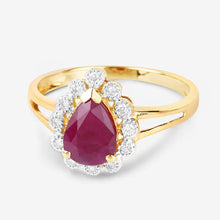 Load image into Gallery viewer, 1.31 Carat Genuine Ruby and White Diamond 14K Yellow Gold Ring