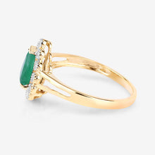 Load image into Gallery viewer, 1.22 Carat Genuine Zambian Emerald and White Diamond 10K Yellow Gold Ring