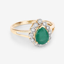 Load image into Gallery viewer, 1.22 Carat Genuine Zambian Emerald and White Diamond 14K Yellow Gold Ring