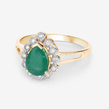 Load image into Gallery viewer, 1.22 Carat Genuine Zambian Emerald and White Diamond 14K Yellow Gold Ring