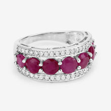 Load image into Gallery viewer, 3.24 Carat Genuine Ruby and White Diamond 14K White Gold Ring