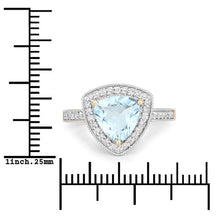 Load image into Gallery viewer, 1.58 Carat Genuine Aquamarine and White Diamond 14K Yellow Gold Ring