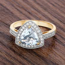 Load image into Gallery viewer, 1.58 Carat Genuine Aquamarine and White Diamond 14K Yellow Gold Ring
