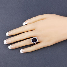 Load image into Gallery viewer, 3.70 Carat Genuine Iolite and White Diamond 14K White Gold Ring