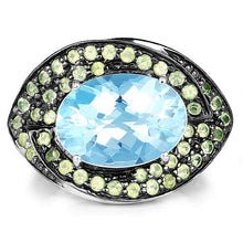 Load image into Gallery viewer, 7.39 Carat Genuine Blue Topaz and Peridot .925 Sterling Silver Ring