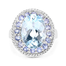 Load image into Gallery viewer, 7.41 Carat Genuine Blue Topaz and Tanzanite .925 Sterling Silver Ring