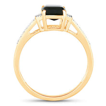 Load image into Gallery viewer, 1.73 Carat Genuine Green Tourmaline and White Diamond 14K Yellow Gold Ring