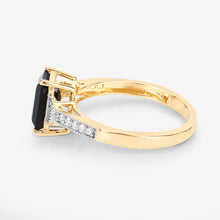 Load image into Gallery viewer, 1.73 Carat Genuine Green Tourmaline and White Diamond 14K Yellow Gold Ring