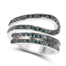 Load image into Gallery viewer, 0.83 Carat Genuine Blue Diamond .925 Sterling Silver Ring