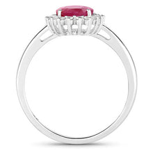Load image into Gallery viewer, 1.58 Carat Genuine Ruby and White Diamond 10K White Gold Ring