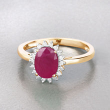Load image into Gallery viewer, 1.58 Carat Genuine Ruby and White Diamond 10K Yellow Gold Ring