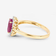 Load image into Gallery viewer, 1.58 Carat Genuine Ruby and White Diamond 10K Yellow Gold Ring