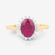 Load image into Gallery viewer, 1.58 Carat Genuine Ruby and White Diamond 10K Yellow Gold Ring
