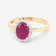 Load image into Gallery viewer, 1.58 Carat Genuine Ruby and White Diamond 10K Yellow Gold Ring