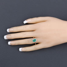 Load image into Gallery viewer, 1.34 Carat Genuine Zambian Emerald and White Diamond 10K Yellow Gold Ring